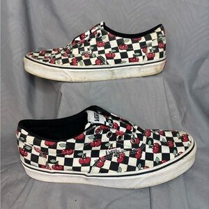 Vans Women’s  Black and White Doheny Cherry Checkered Sneakers